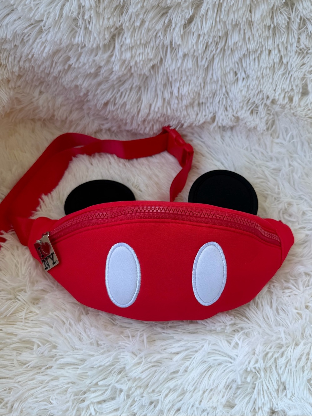 Disney Mickey Waist Bag Red Black White I ❤️ NY Silver Charm